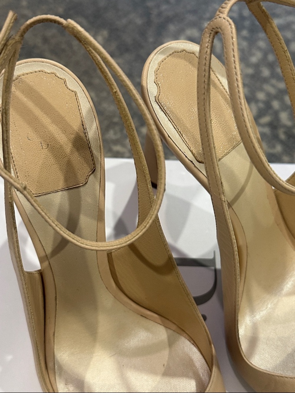 Dior Beige Pointed-Toe Ankle-Strap Pumps SIZE 37 - Picture 3 of 16